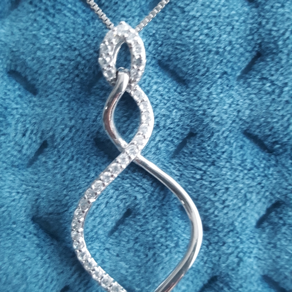 Sterling silver diamond necklace and earring set